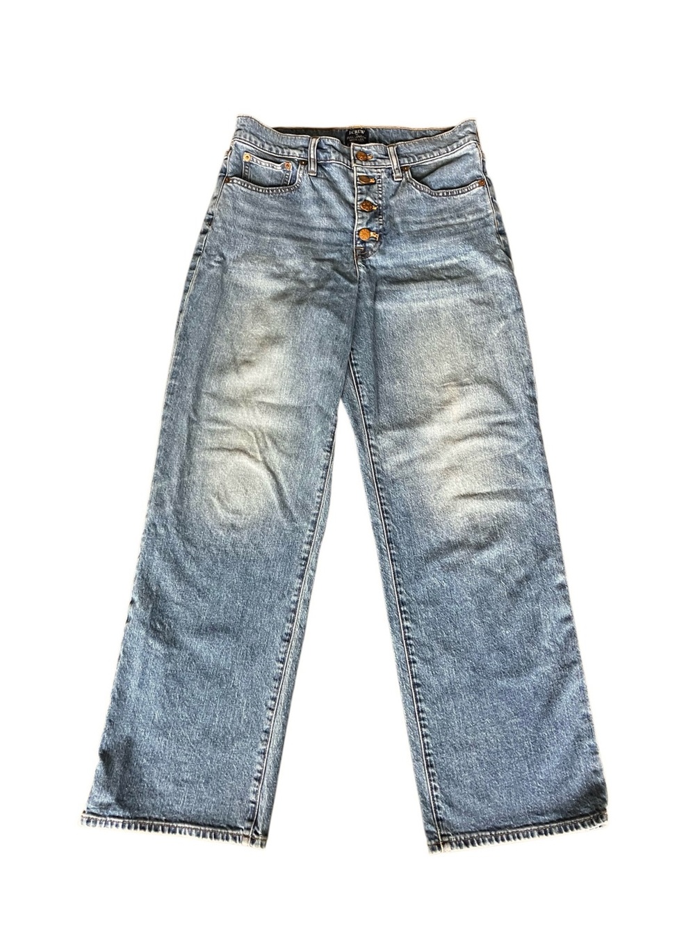 J. Crew Full Length Wide Leg Jeans High Rise Stretch Button Fly 27